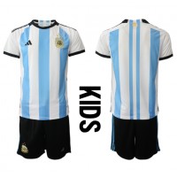 Argentina Fotballklær Hjemmedraktsett Barn VM 2022 Kortermet (+ korte bukser)